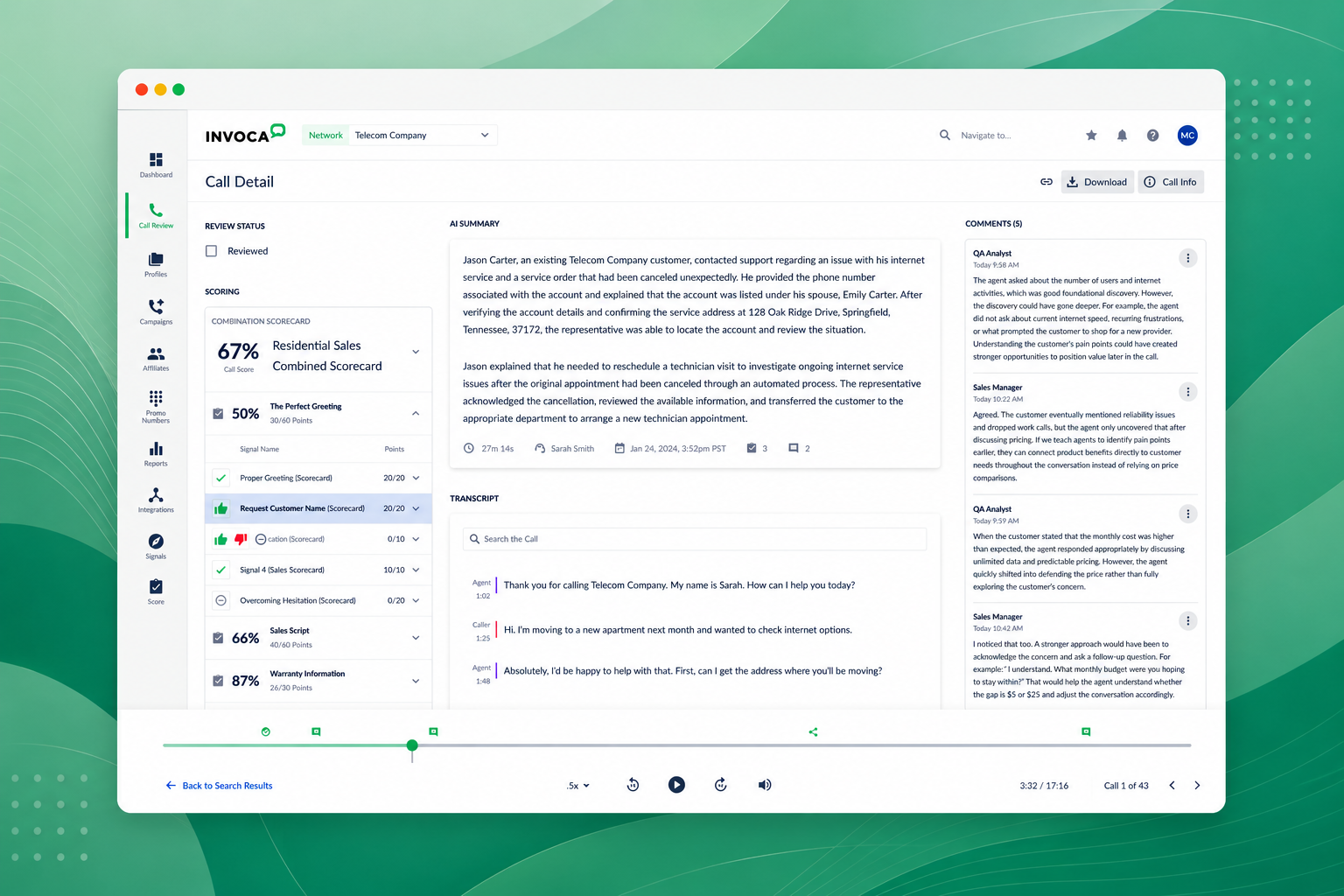Invoca Call Review Console